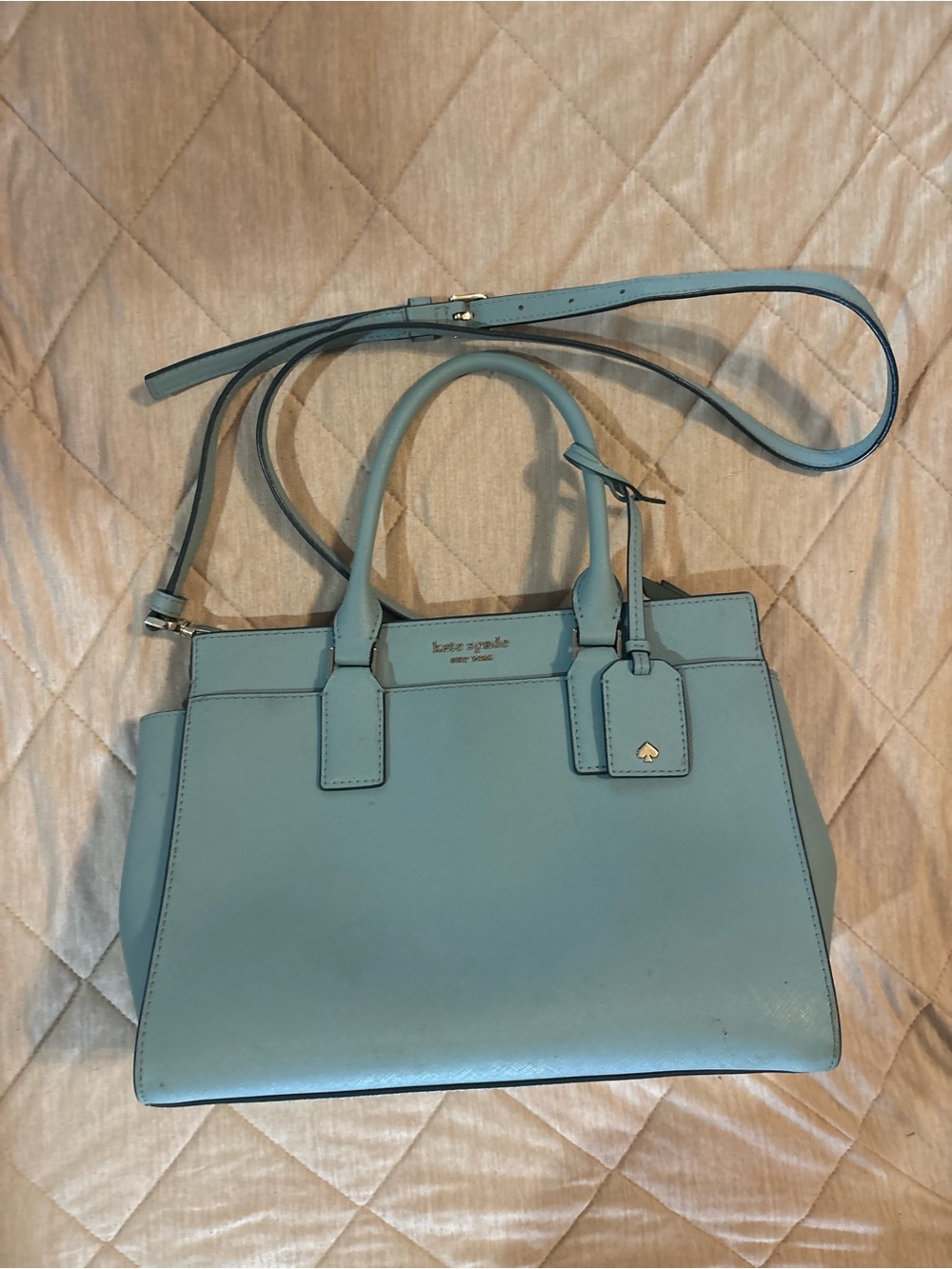 kate spade Powder Blue Leather Satchel with Detachable Strap